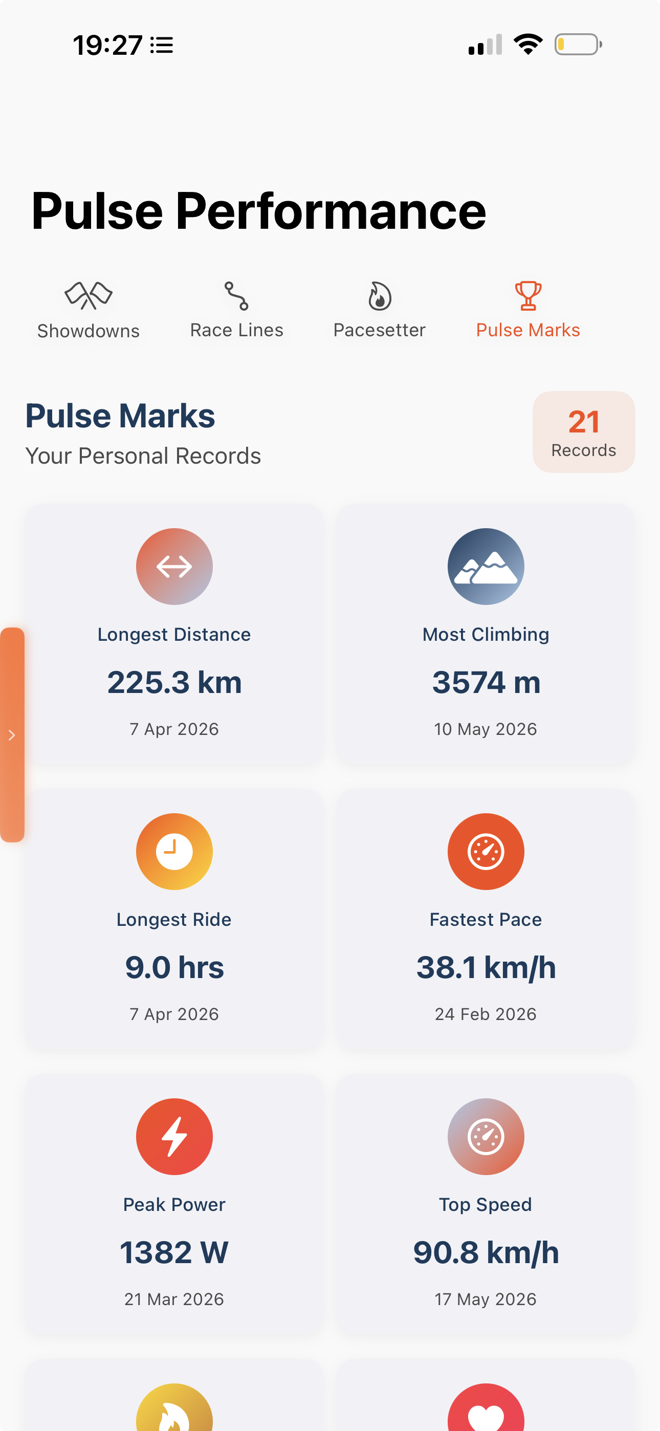 Motivation screen in the PedalPulse app